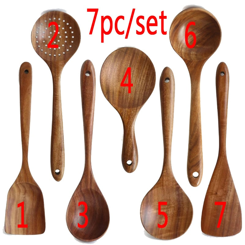 BOHOheute™ Teakholz Geschirr Set (7 Teile)